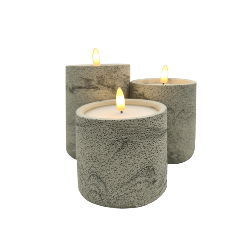 LED 3D elektronická tuk pilar cement betónová sviečka